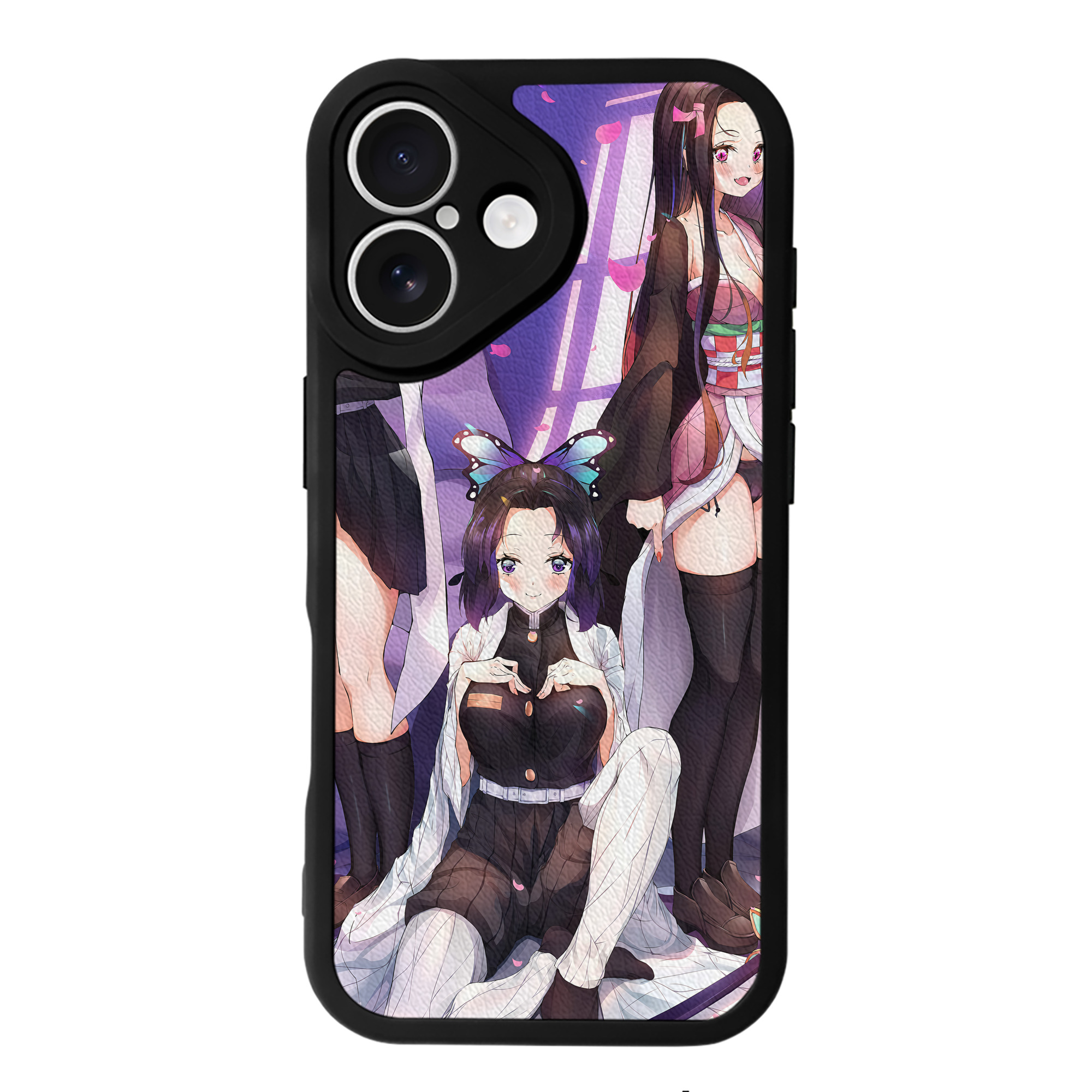 （画像用） 鬼滅の刃（きめつのやいば）竈門 禰󠄀豆子／かまど ねずこ Kamado Nezuko 【iPhone 16シリーズ対応】シリコンスマホケース（レザー調） 材質：シリコン